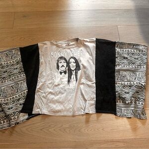 The Boho poncho top NWT Sonny & Cher Graphic Long Sleeve Top